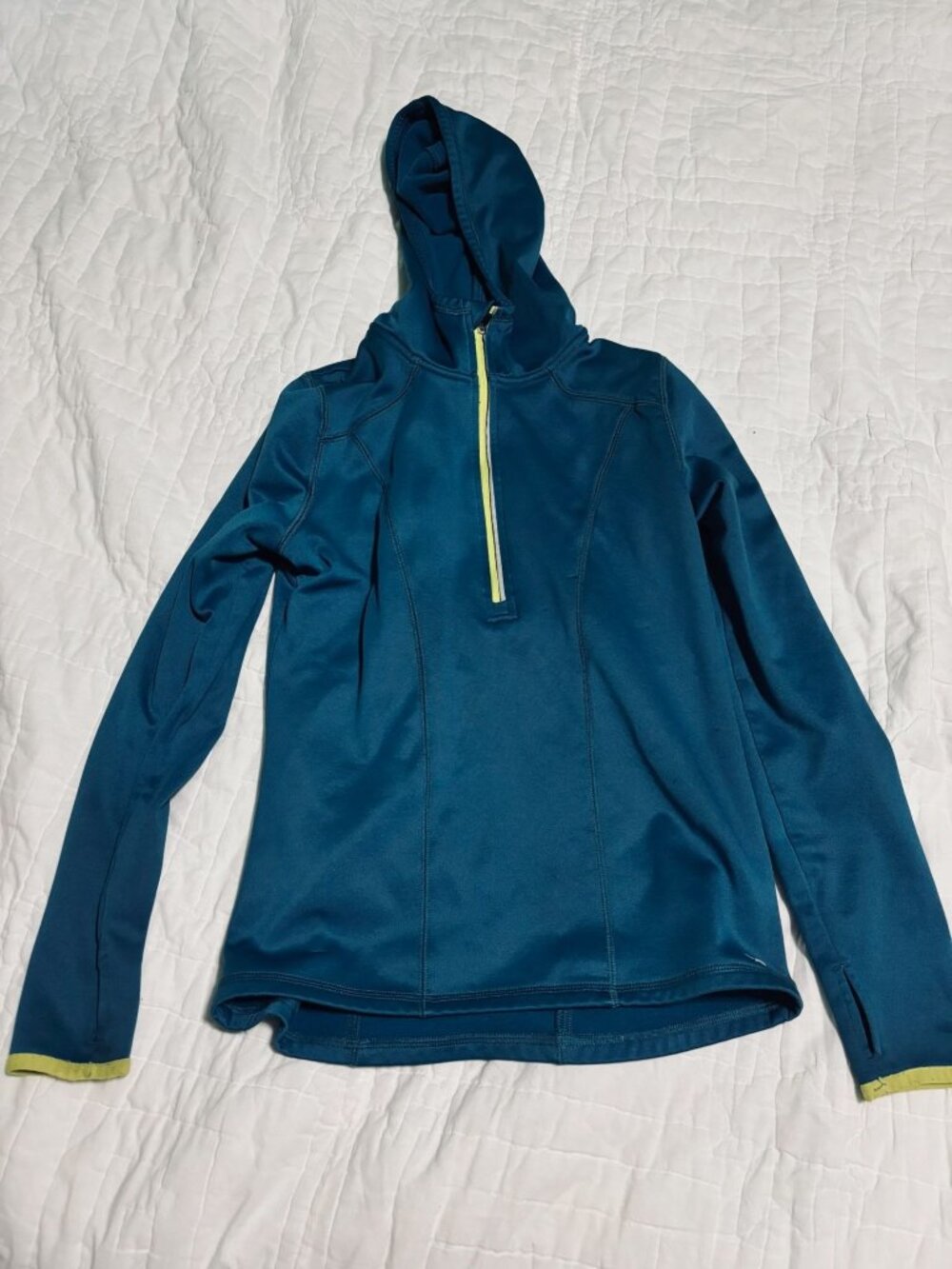 Champion Womens Semi-Fitted Pullover Hoodie With Quarter-Zip Closure XS Teal Blu